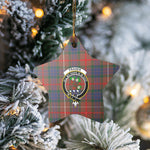 Scotstee Shop - Scotstee Shop Ornament The Fraser Hunting Modern Clan Tartan Crest Star Ceramic Ornament Christmas Gift