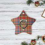 Scotstee Shop - Scotstee Shop Ornament The Drummond of Strathallan Clan Tartan Crest Star Ceramic Ornament Christmas Gift