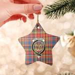 Scotstee Shop - Scotstee Shop Ornament The Drummond of Strathallan Clan Tartan Crest Star Ceramic Ornament Christmas Gift