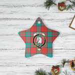 Scotstee Shop - Scotstee Shop Ornament The Dunbar Ancient Clan Tartan Crest Star Ceramic Ornament Christmas Gift