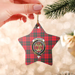 Scotstee Shop - Scotstee Shop Ornament The Drummond Modern Clan Tartan Crest Star Ceramic Ornament Christmas Gift