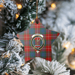 Scotstee Shop - Scotstee Shop Ornament The Fraser Ancient Clan Tartan Crest Star Ceramic Ornament Christmas Gift