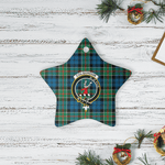 Scotstee Shop - Scotstee Shop Ornament The Colquhoun Ancient Clan Tartan Crest Star Ceramic Ornament Christmas Gift