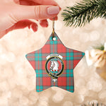 Scotstee Shop - Scotstee Shop Ornament The Dunbar Ancient Clan Tartan Crest Star Ceramic Ornament Christmas Gift