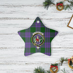 Scotstee Shop - Scotstee Shop Ornament The Elphinstone Clan Tartan Crest Star Ceramic Ornament Christmas Gift