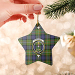 Scotstee Shop - Scotstee Shop Ornament The Fergusson Modern Clan Tartan Crest Star Ceramic Ornament Christmas Gift