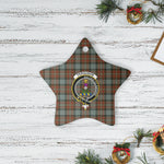 Scotstee Shop - Scotstee Shop Ornament The Fergusson Weathered Clan Tartan Crest Star Ceramic Ornament Christmas Gift