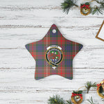Scotstee Shop - Scotstee Shop Ornament The Fraser Hunting Modern Clan Tartan Crest Star Ceramic Ornament Christmas Gift