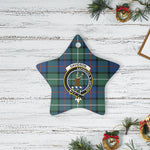 Scotstee Shop - Scotstee Shop Ornament The Davidson of Tulloch Clan Tartan Crest Star Ceramic Ornament Christmas Gift
