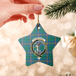 Scotstee Shop - Scotstee Shop Ornament The Carmichael Ancient Clan Tartan Crest Star Ceramic Ornament Christmas Gift
