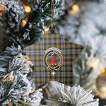 Scotstee Shop - Scotstee Shop Ornament The Farquharson Weathered Clan Tartan Crest Star Ceramic Ornament Christmas Gift