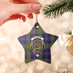 Scotstee Shop - Scotstee Shop Ornament The Chalmer Clan Tartan Crest Star Ceramic Ornament Christmas Gift