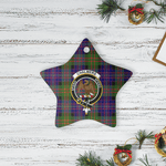 Scotstee Shop - Scotstee Shop Ornament The Chalmer Clan Tartan Crest Star Ceramic Ornament Christmas Gift