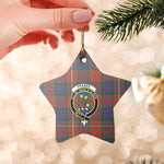 Scotstee Shop - Scotstee Shop Ornament The Fraser Hunting Modern Clan Tartan Crest Star Ceramic Ornament Christmas Gift