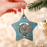 Scotstee Shop - Scotstee Shop Ornament The Agnew Ancient Clan Tartan Crest Star Ceramic Ornament Christmas Gift