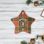 Scotstee Shop - Scotstee Shop Ornament The Buchanan Old Set Weathered Clan Tartan Crest Star Ceramic Ornament Christmas Gift