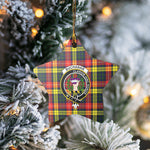 Scotstee Shop - Scotstee Shop Ornament The Buchanan Hunting Clan Tartan Crest Star Ceramic Ornament Christmas Gift