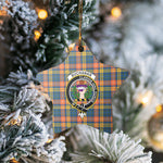 Scotstee Shop - Scotstee Shop Ornament The Buchanan Ancient Clan Tartan Crest Star Ceramic Ornament Christmas Gift