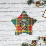 Scotstee Shop - Scotstee Shop Ornament The Buchanan Old Sett Clan Tartan Crest Star Ceramic Ornament Christmas Gift