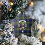 Scotstee Shop - Scotstee Shop Ornament The Colquhoun Modern Clan Tartan Crest Star Ceramic Ornament Christmas Gift