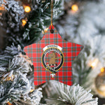 Scotstee Shop - Scotstee Shop Ornament The Binning Clan Tartan Crest Star Ceramic Ornament Christmas Gift