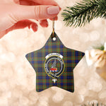 Scotstee Shop - Scotstee Shop Ornament The Clelland Modern Clan Tartan Crest Star Ceramic Ornament Christmas Gift
