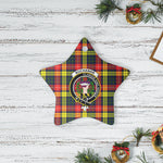 Scotstee Shop - Scotstee Shop Ornament The Buchanan Modern Clan Tartan Crest Star Ceramic Ornament Christmas Gift