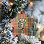 Scotstee Shop - Scotstee Shop Ornament The Buchanan Old Set Weathered Clan Tartan Crest Star Ceramic Ornament Christmas Gift
