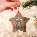Scotstee Shop - Scotstee Shop Ornament The Buchanan Old Set Weathered Clan Tartan Crest Star Ceramic Ornament Christmas Gift