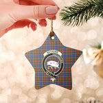 Scotstee Shop - Scotstee Shop Ornament The Bethune Clan Tartan Crest Star Ceramic Ornament Christmas Gift