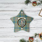 Scotstee Shop - Scotstee Shop Ornament The Balfour Clan Tartan Crest Star Ceramic Ornament Christmas Gift
