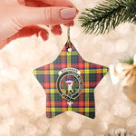 Scotstee Shop - Scotstee Shop Ornament The Buchanan Hunting Clan Tartan Crest Star Ceramic Ornament Christmas Gift