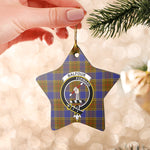 Scotstee Shop - Scotstee Shop Ornament The Balfour Modern Clan Tartan Crest Star Ceramic Ornament Christmas Gift