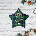 Scotstee Shop - Scotstee Ornament The Abercrombie Clan Tartan Crest Star Ceramic Ornament Christmas Gift