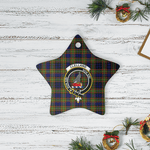 Scotstee Shop - Scotstee Shop Ornament The Clelland Modern Clan Tartan Crest Star Ceramic Ornament Christmas Gift