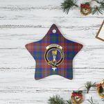 Scotstee Shop - Scotstee Shop Ornament The Chisholm Hunting Modern Clan Tartan Crest Star Ceramic Ornament Christmas Gift