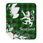 Sherpa Blanket - Tartan Blanket Thistle and Lion Scottish Clan Halkerston Plaid Blanket, plaid sherpa blanket queen,purple sherpa blanket,queen sherpa blanket,queen size sherpa blanket,red sherpa blanket,scottish tartan blankets,sherpa blanket,sherpa christmas blanket