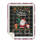 Personalized Gift Tartan Plaid Blanket Clan Denniston With Funny Santa Snowman Reindeer Merry Christmas Gift Sherpa Blanket, blue plaid sherpa blanket,blue tartan sherpa blanket,Buchan,buffalo plaid sherpa blanket,christmas sherpa blanket,Christmas Throw Blanket
