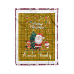 Personalized Gift Tartan Plaid Blanket Clan Houston With Funny Santa Snowman Reindeer Merry Christmas Fleece Blanket, Christmas Blanket, Plaid Blanket, Tartan Blanket,Scottish Blanket