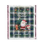 Personalized Gift Tartan Plaid Blanket Clan Gordon Dress Ancient With Funny Santa Snowman Reindeer Merry Christmas Fleece Blanket, Christmas Blanket, Plaid Blanket, Tartan Blanket,Scottish Blanket