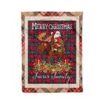 Personalized Gift Plaid Tartan Blanket Clan Fraser of Altyre With Moose Lover Xmas Gift Santa Riding Christmas Fleece Blanket