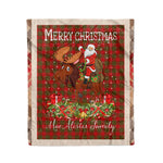 Personalized Gift Plaid Tartan Blanket Clan MacAlister of Glenbarr With Moose Lover Xmas Gift Santa Riding Christmas Fleece Blanket