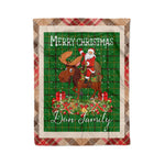 Personalized Gift Plaid Tartan Blanket Clan Don With Moose Lover Xmas Gift Santa Riding Christmas Fleece Blanket
