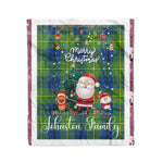 Personalized Gift Tartan Plaid Blanket Clan Johnston Ancient With Funny Santa Snowman Reindeer Merry Christmas Fleece Blanket, Home Living Room, Plaid Blanket, Tartan Blanket, Scottish Blanket, Buffalo fleece blanket, Christmas Blanket