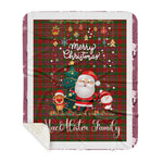 Personalized Gift Tartan Plaid Blanket Clan MacAlister Ancient With Funny Santa Snowman Reindeer Merry Christmas Gift Sherpa Blanket, blue plaid sherpa blanket,blue tartan sherpa blanket,Buchan,buffalo plaid sherpa blanket,christmas sherpa blanket,Christmas Throw Blanket