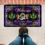 Doormat - Welcome Mat Scottish Clan Badge Cameron Of Erracht Modern Tartan Door Mat, Plaid Doormat With Thistle and Two Lion Scottish