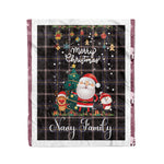 Personalized Gift Tartan Plaid Blanket Clan Navy Dress Blue With Funny Santa Snowman Reindeer Merry Christmas Fleece Blanket, Home Living Room, Plaid Blanket, Tartan Blanket, Scottish Blanket, Buffalo fleece blanket, Christmas Blanket