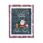 Personalized Gift Tartan Plaid Blanket Clan Morton With Funny Santa Snowman Reindeer Merry Christmas Fleece Blanket, Home Living Room, Plaid Blanket, Tartan Blanket, Scottish Blanket, Buffalo fleece blanket, Christmas Blanket