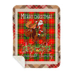 Personalized Gift Plaid Tartan Blanket Clan Turnbull With Moose Lover Xmas Gift Santa Riding Buffalo Plaid Christmas Sherpa Blanket