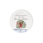 Scotstee Shop - Circle Ceramic Ornament (2 sided) - Personalize Name Family Watercolor Our New Home First Christmas Ceramic Ornament